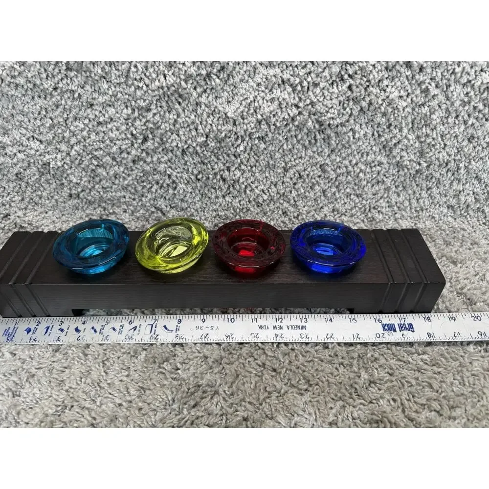 Candleholder Wooden Crate & Barrel Voltive Tealight Candle Holders Multicolor